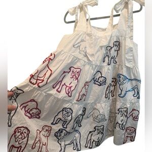 NWT Queen of Sparkle white cotton bulldog dress. Sz med
